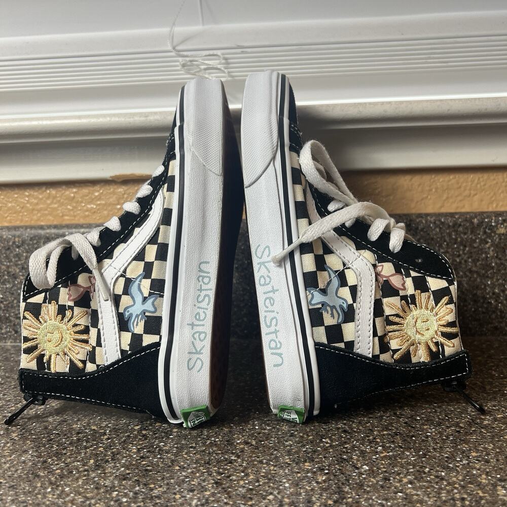Vans SK8-Hi Skateistan Little Kids 1 Black Suede High Top Skate Sneakers Checker